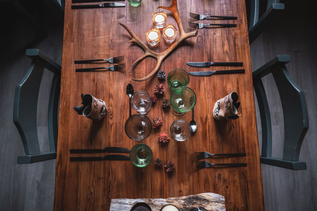 Restauranttafel bij Ajakka Lodge in Lapland