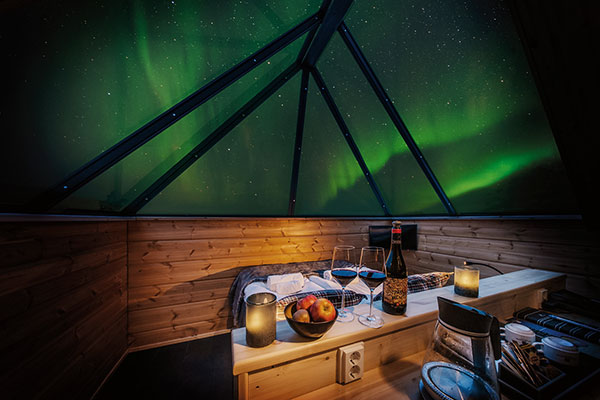 een aurora glass cabin van binnen