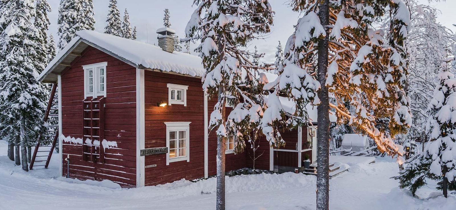 Winterlandschap tijdens Midweek Papin Talo Lodge