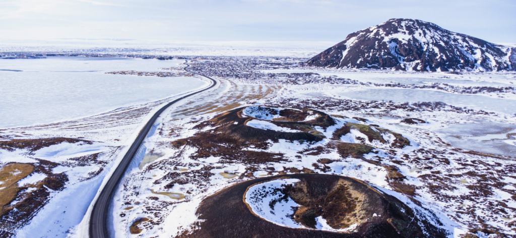 Winterlandschap tijdens Noorderlicht in IJsland - Fosshotel Mývatn