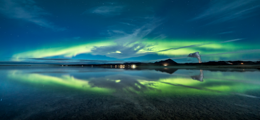 Winterlandschap tijdens Noorderlicht in Mývatn