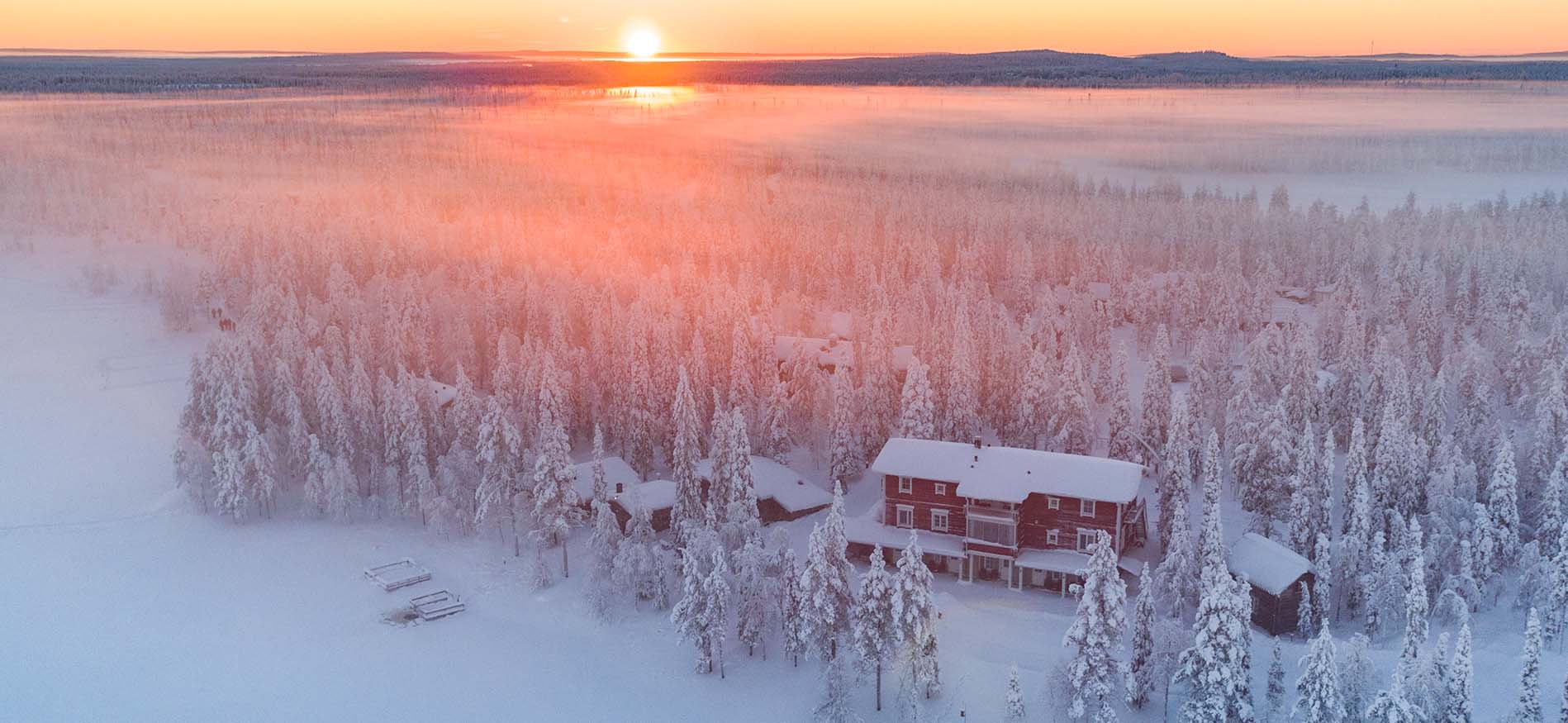 Winterlandschap tijdens Papin Talo Lodge