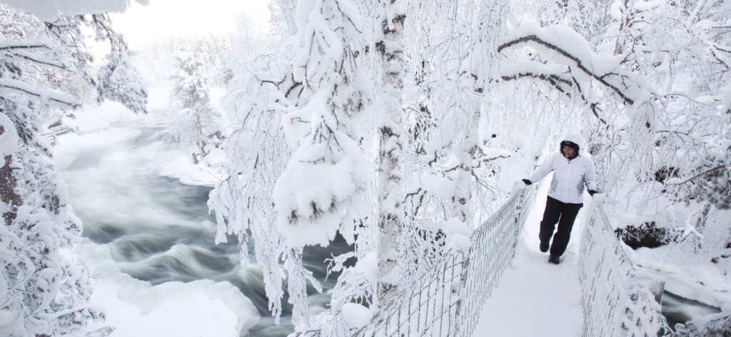 Winterlandschap tijdens Winterwonderland week PAN Village Oulanka bungalows